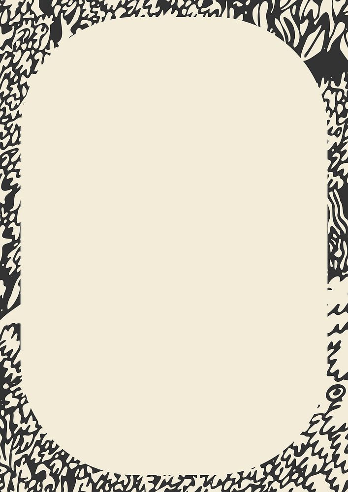 Forest linocut frame background, beige design