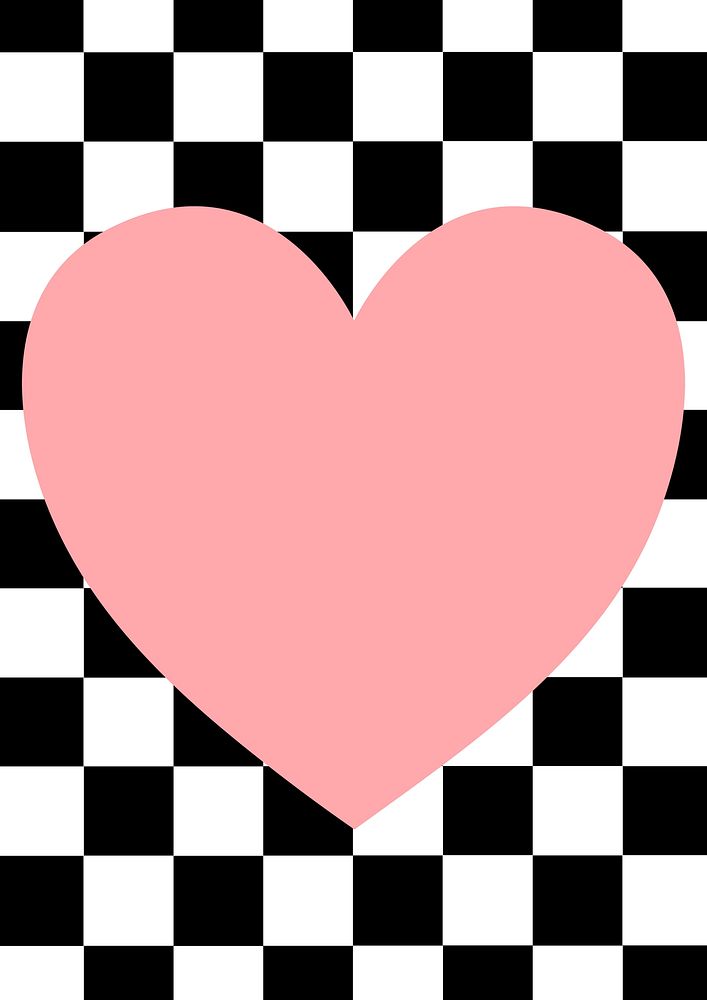 Checkered patterned background, cute heart frame