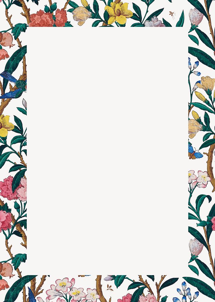 Spring flowers frame background, beige vintage design