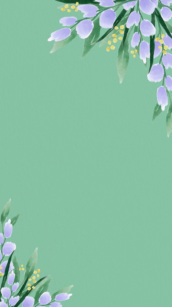 Green Spring iPhone wallpaper, flower border background