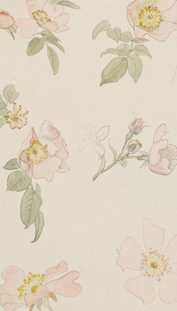 Vintage flower iPhone wallpaper, beige paper design