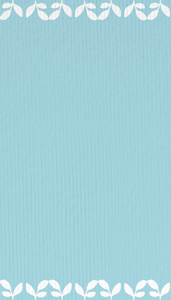 Blue textured iPhone wallpaper, white leaf border