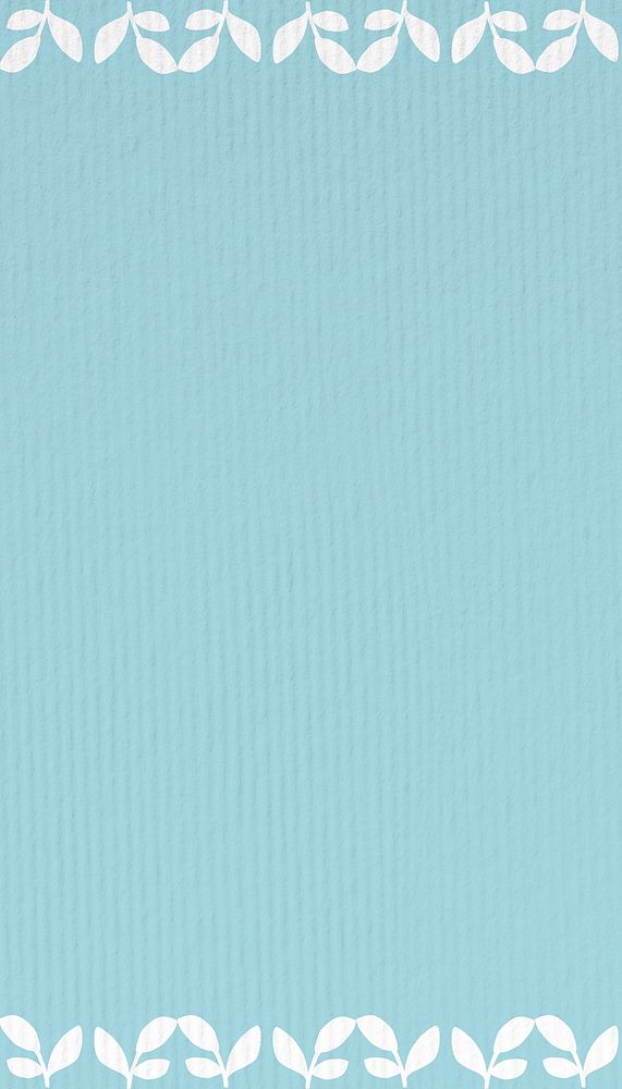 Blue textured iPhone wallpaper, white leaf border