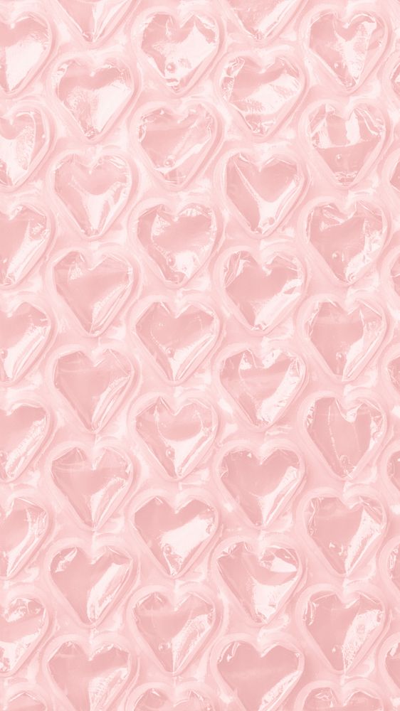 Plastic heart patterned iPhone wallpaper, cute pink background