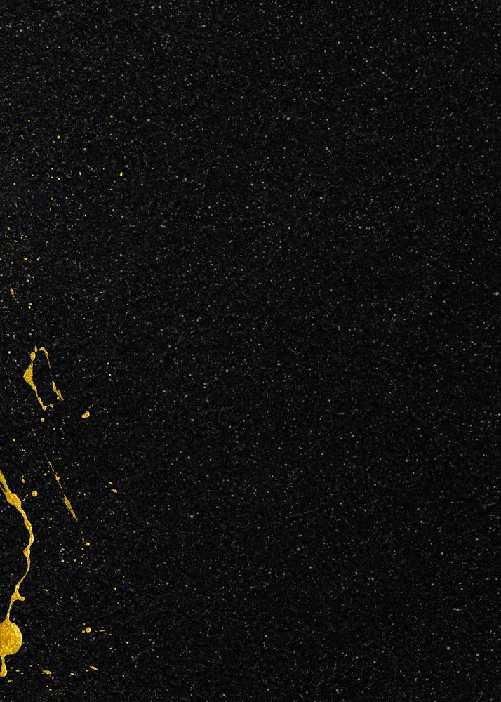 Black textured background, gold splash border