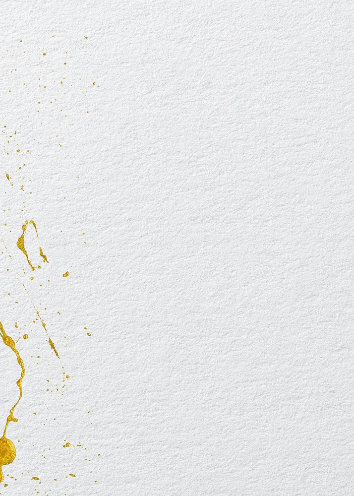 White textured background, gold splash border