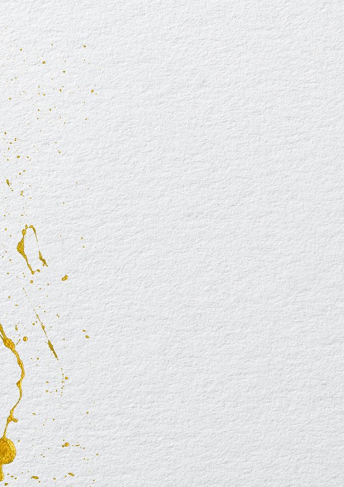 White textured background, gold splash border