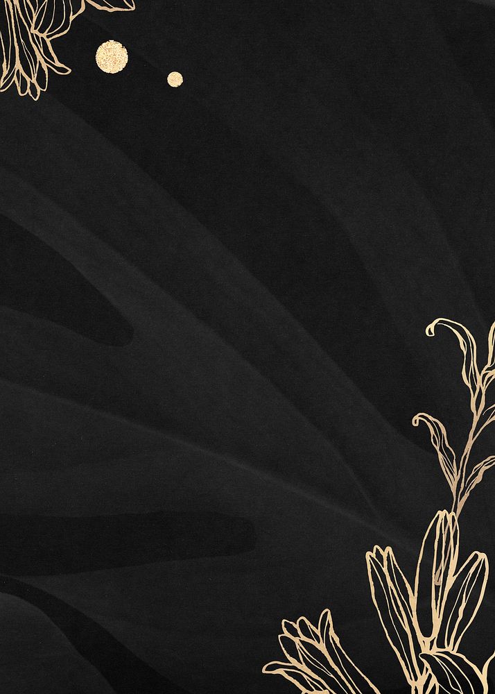 Black aesthetic leaf background, botanical border