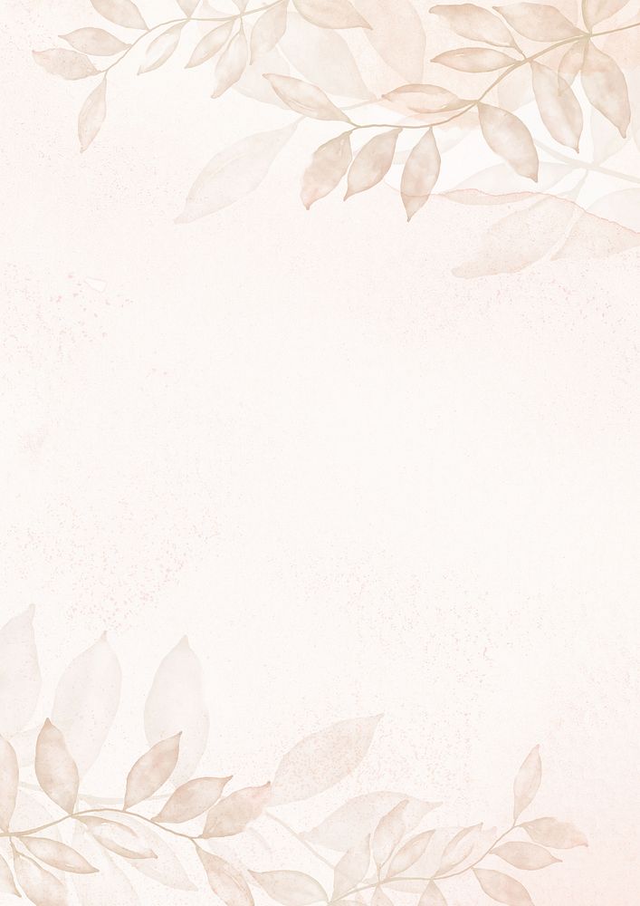 Aesthetic watercolor leaf background, beige textured design