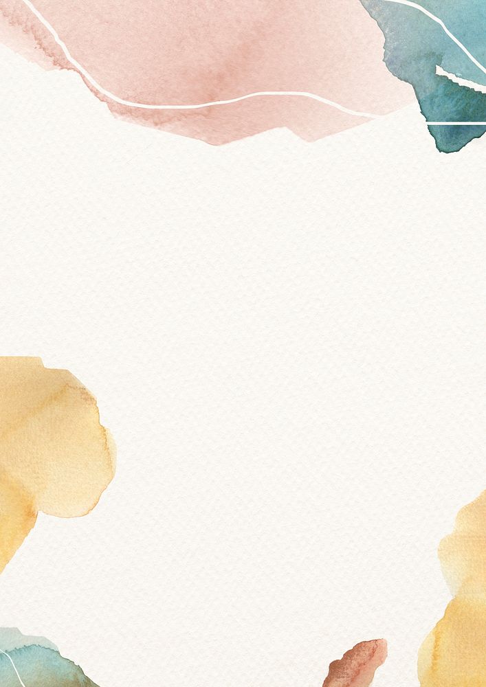 Beige aesthetic background, watercolor stain border