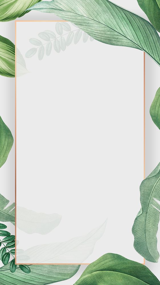 Vintage leaf frame phone wallpaper, botanical background