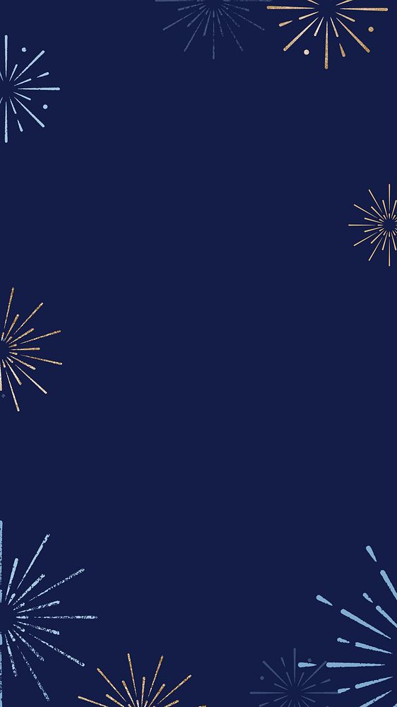 Dark blue celebration mobile wallpaper, fireworks frame