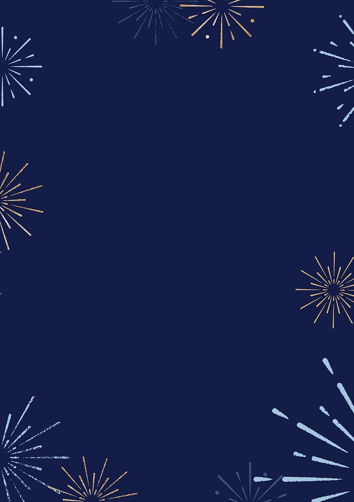 Dark blue celebration background, fireworks frame
