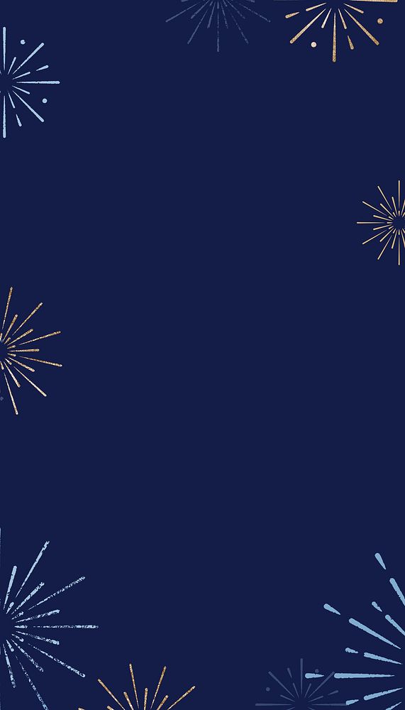 Dark blue celebration mobile wallpaper, fireworks frame