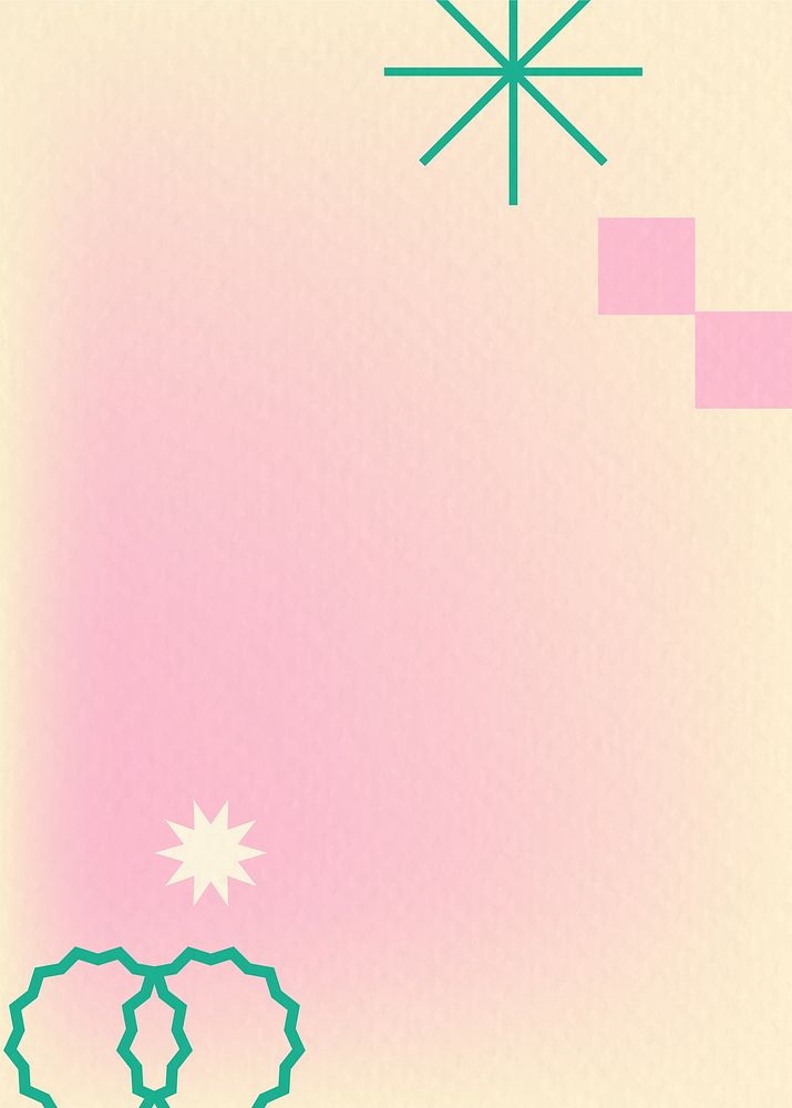 Pink abstract memphis background, gradient geometric shapes
