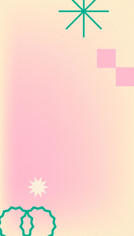 Pink abstract memphis iPhone wallpaper, gradient geometric shapes