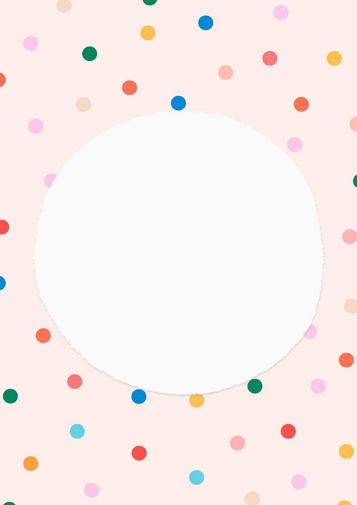 Polka dot frame background, pink pastel design