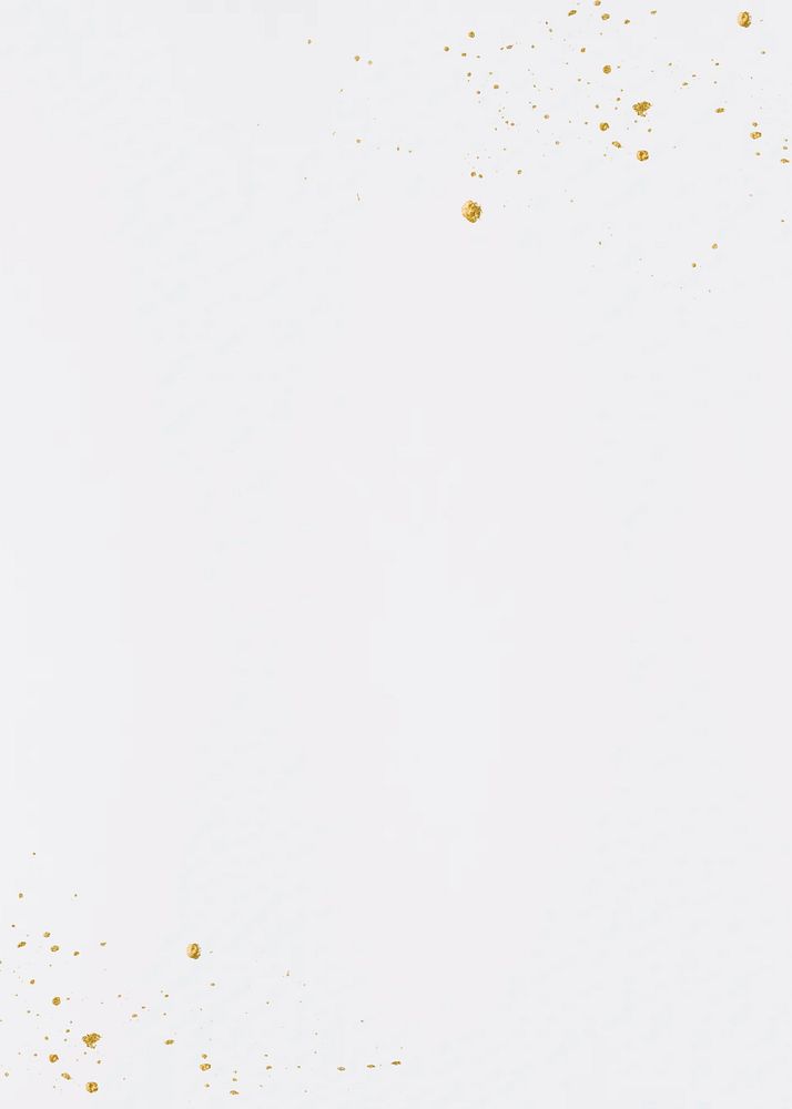 White paper textured background, gold splash border