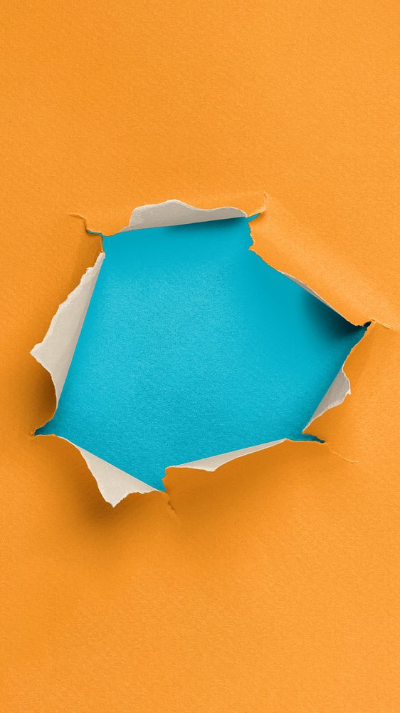 Ripped paper hole iPhone wallpaper, orange background