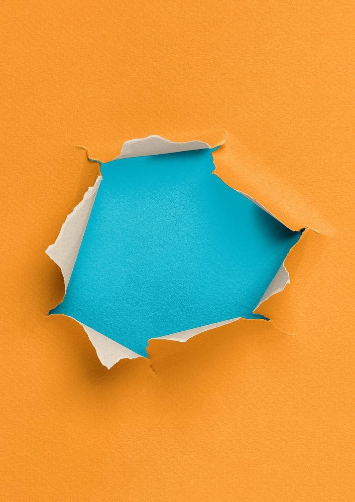 Ripped paper hole background, orange design
