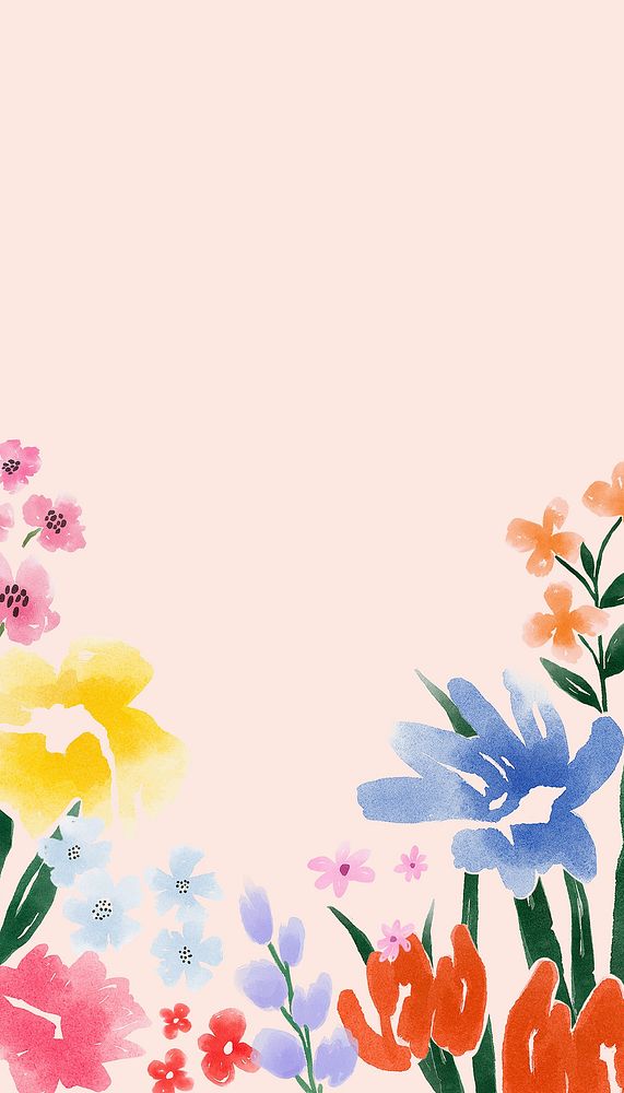 Pink watercolor flower phone wallpaper