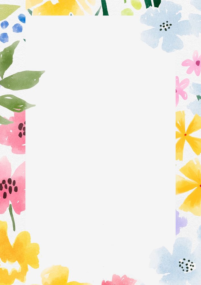 Watercolor flower frame background, Spring botanical design