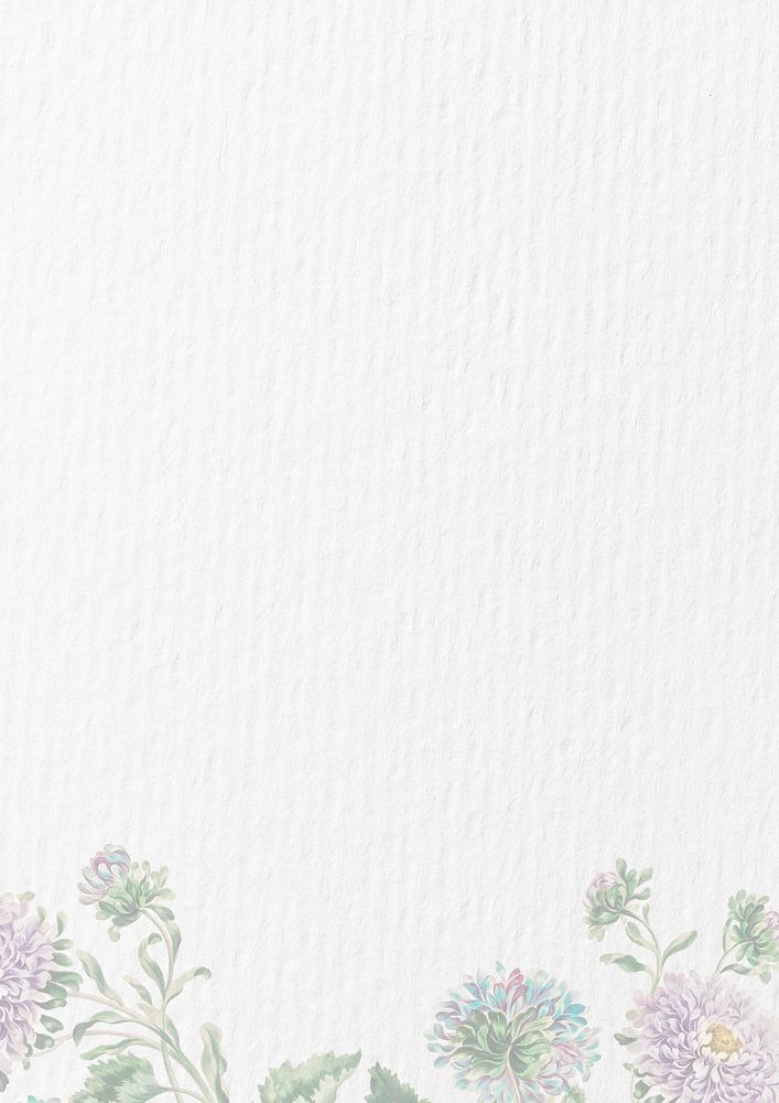 White paper textured background, flower border