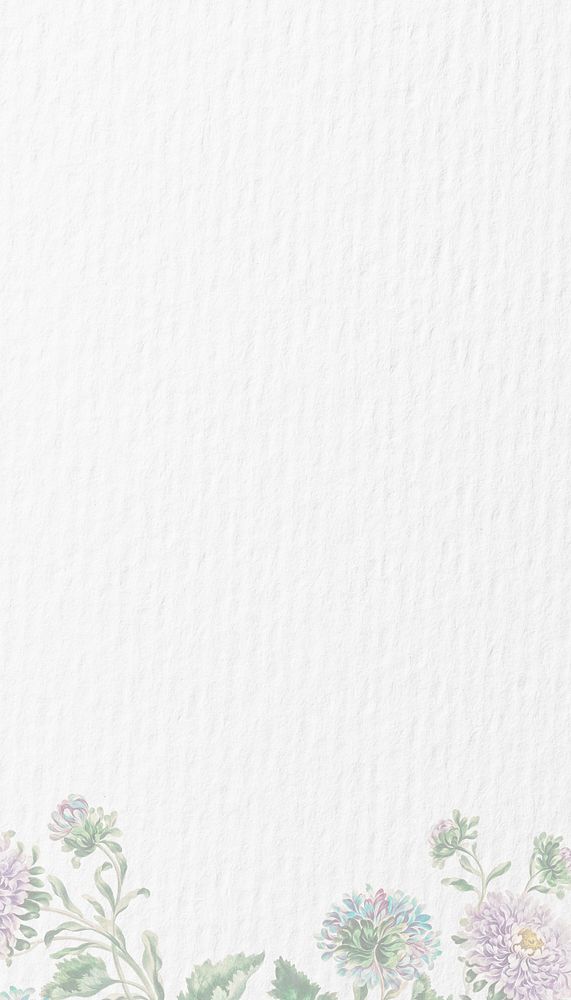 White paper textured phone wallpaper, flower border