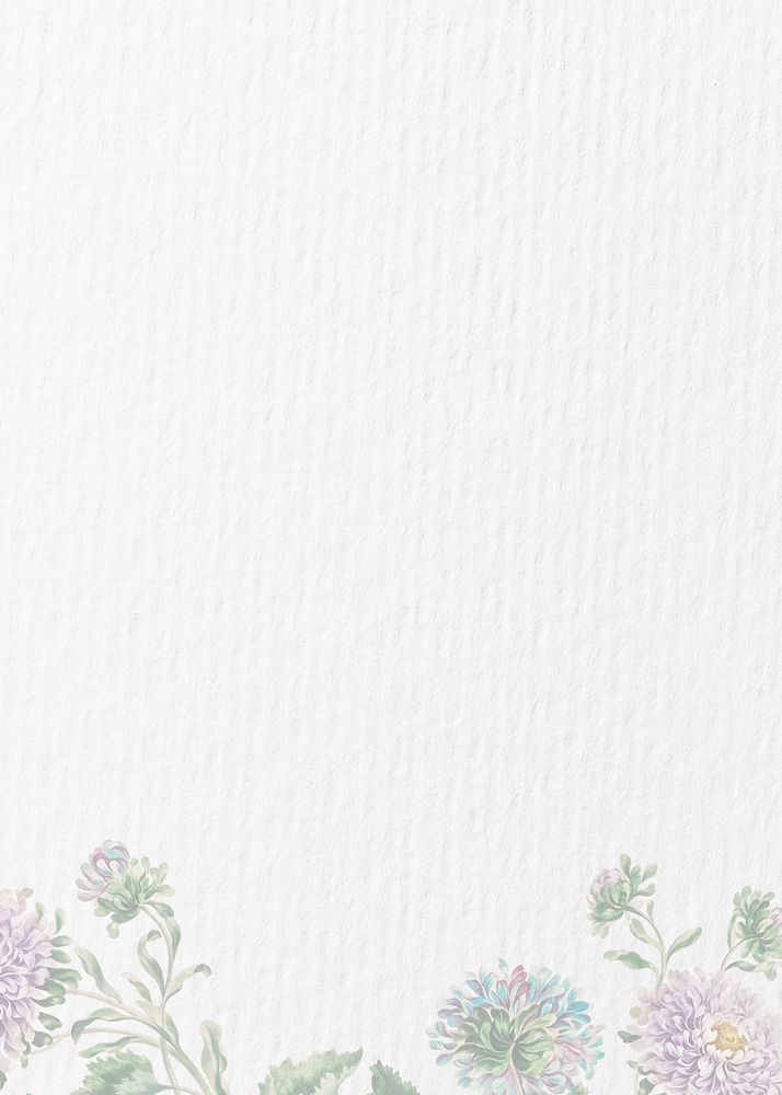 White paper textured background, flower border