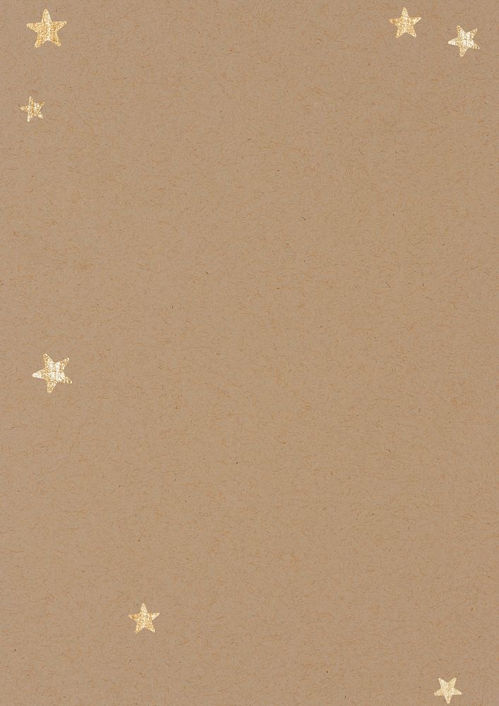 Brown paper textured background, gold star border