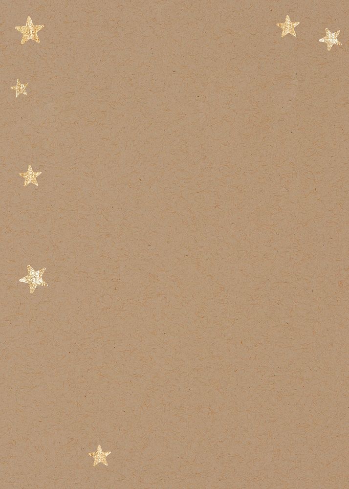 Brown paper textured background, gold star border