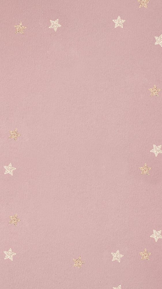 Pastel pink textured mobile wallpaper, gold stars border