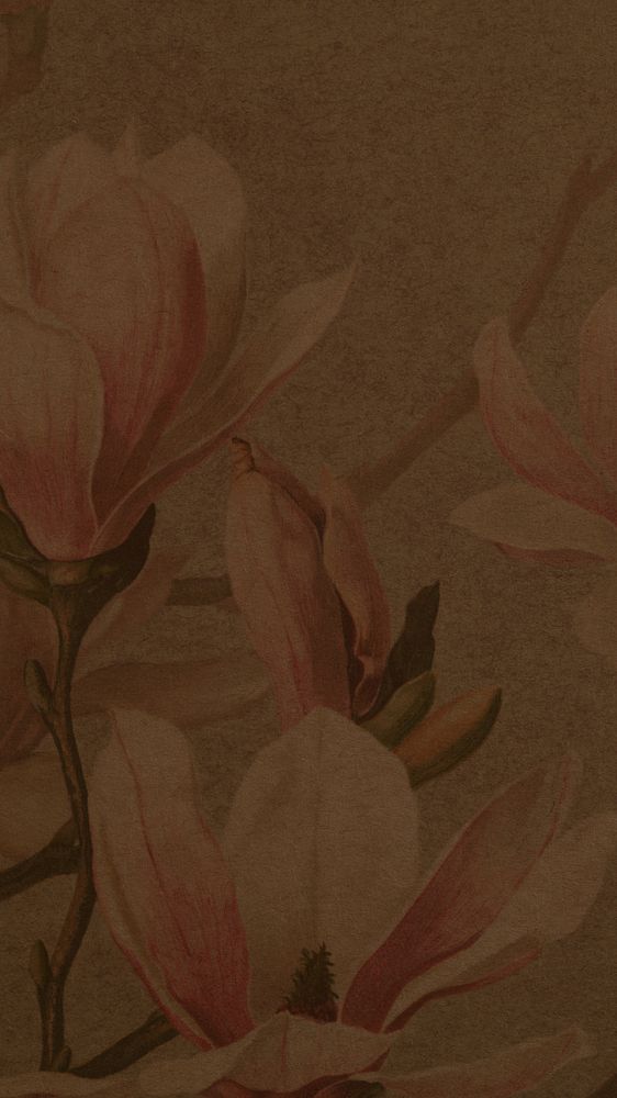 Vintage flower illustration iPhone wallpaper, brown background