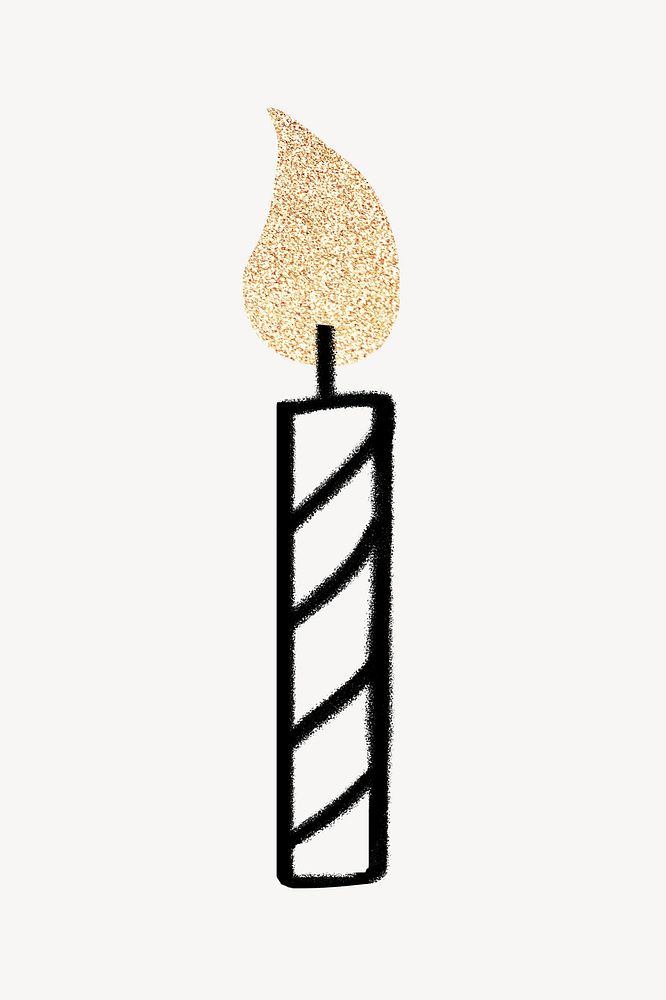 Glittery candle doodle collage element