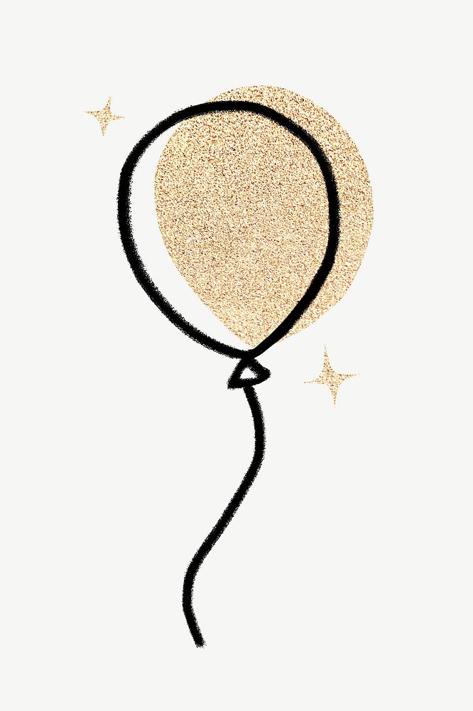 Sparkly balloon doodle collage element psd