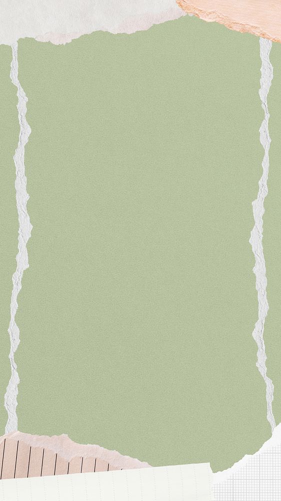 Green textured iPhone wallpaper, ripped paper border