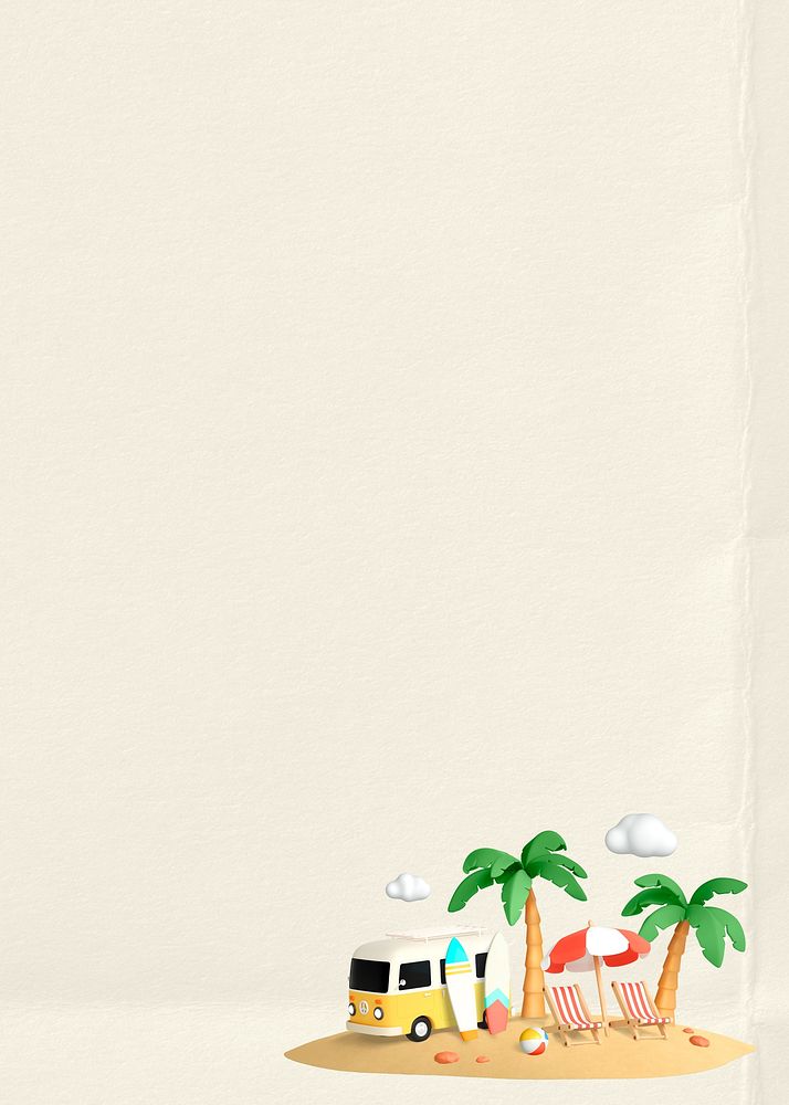 Tropical Summer frame background, 3D illustration