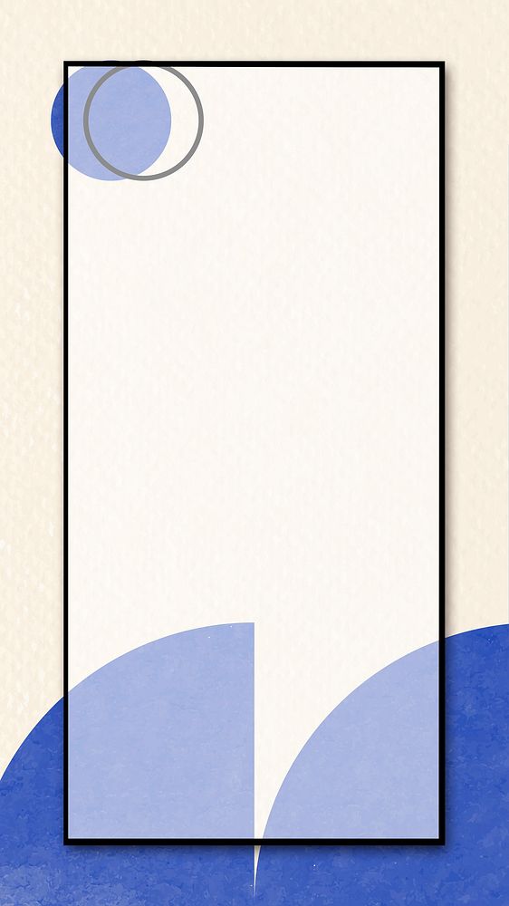Abstract geometric frame iPhone wallpaper, blue beige design