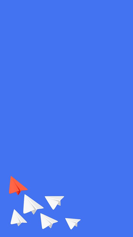 Blue iPhone wallpaper, paper plane border