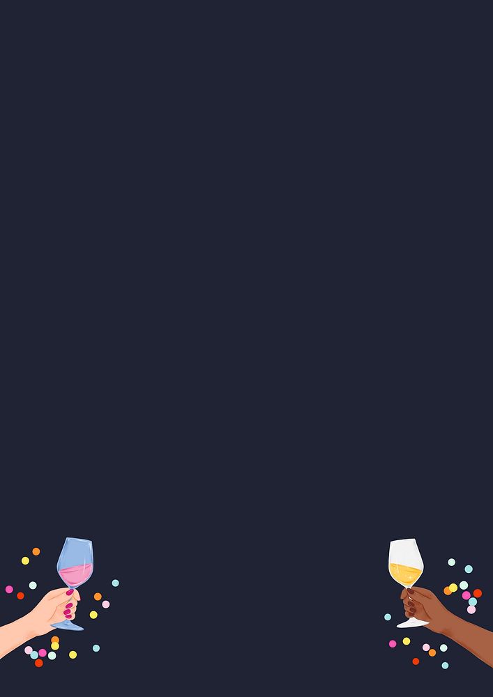 Dark blue celebration background, people cheering wine glasses