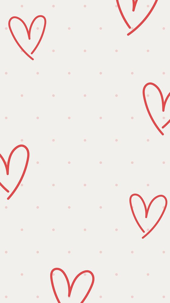 Heart doodle frame iPhone wallpaper, cute beige design