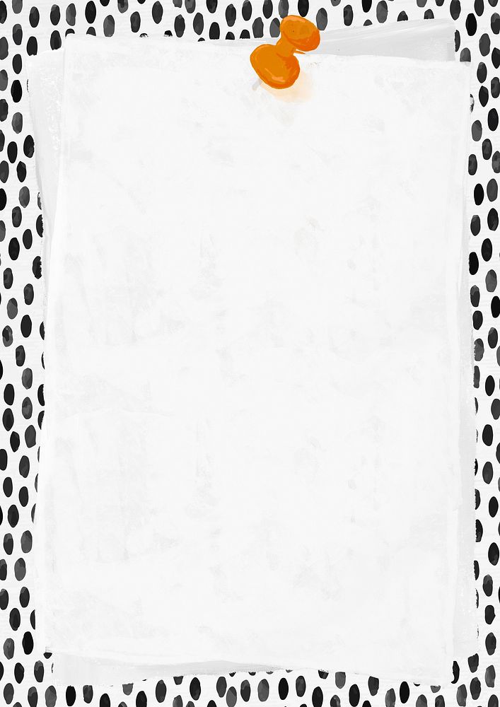 Dotted linocut frame background, pinned note paper