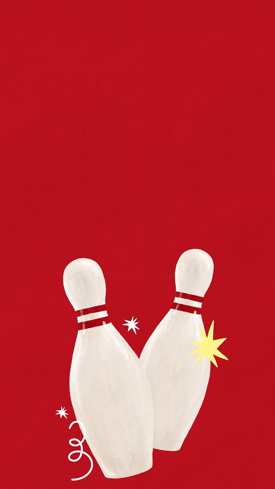 Bowling alley iPhone wallpaper, hand drawn illustration