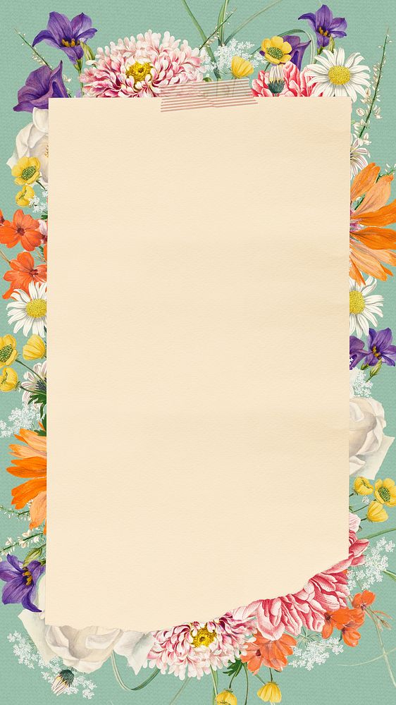 Wedding flower frame  iPhone wallpaper, colorful botanical design
