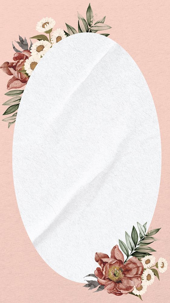 Vintage flower frame  iPhone wallpaper, pink aesthetic design