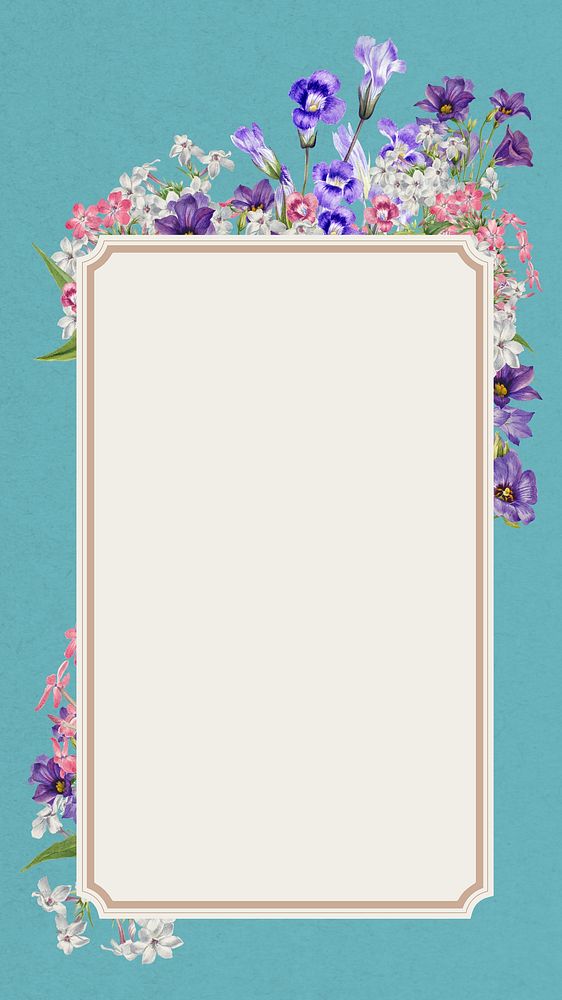 Purple flower frame  iPhone wallpaper, Spring aesthetic illustration