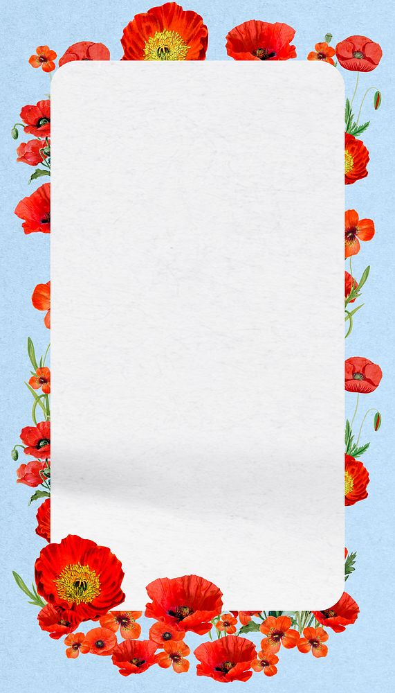 Red poppy frame  iPhone wallpaper, Summer flower design