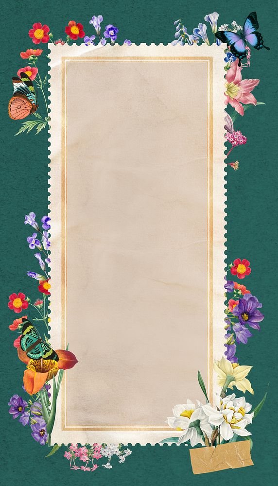 Spring flowers frame  iPhone wallpaper, colorful botanical design
