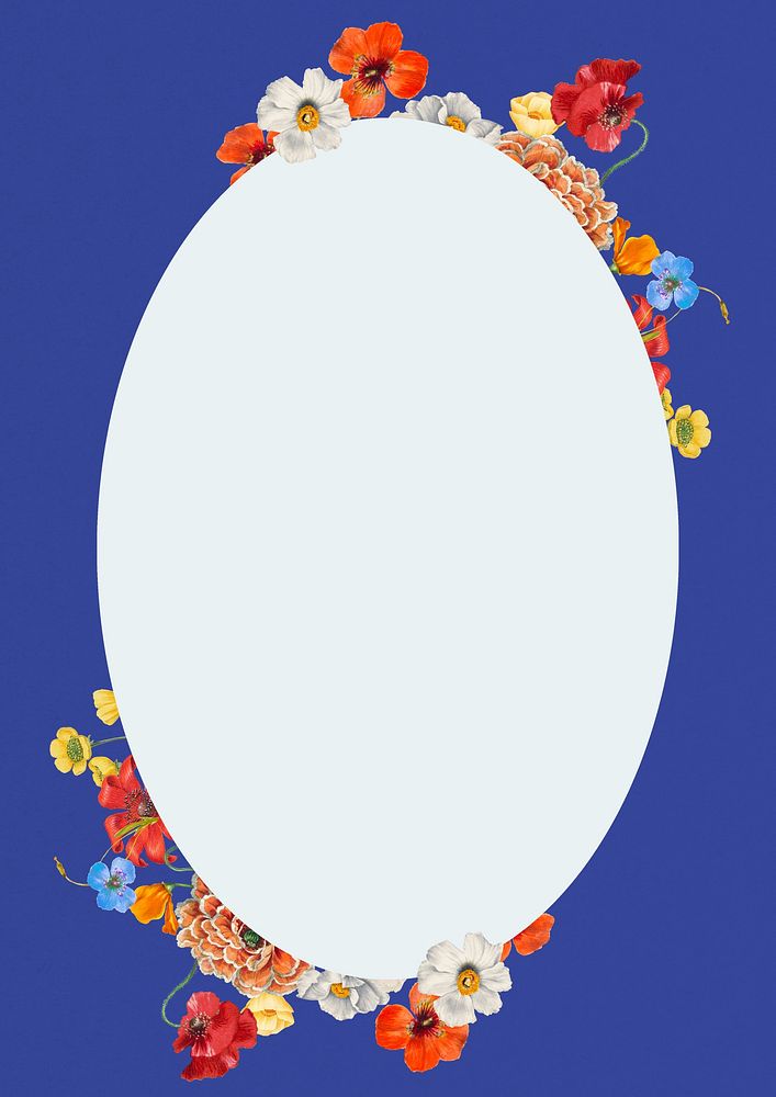 Summer floral frame, oval shape design