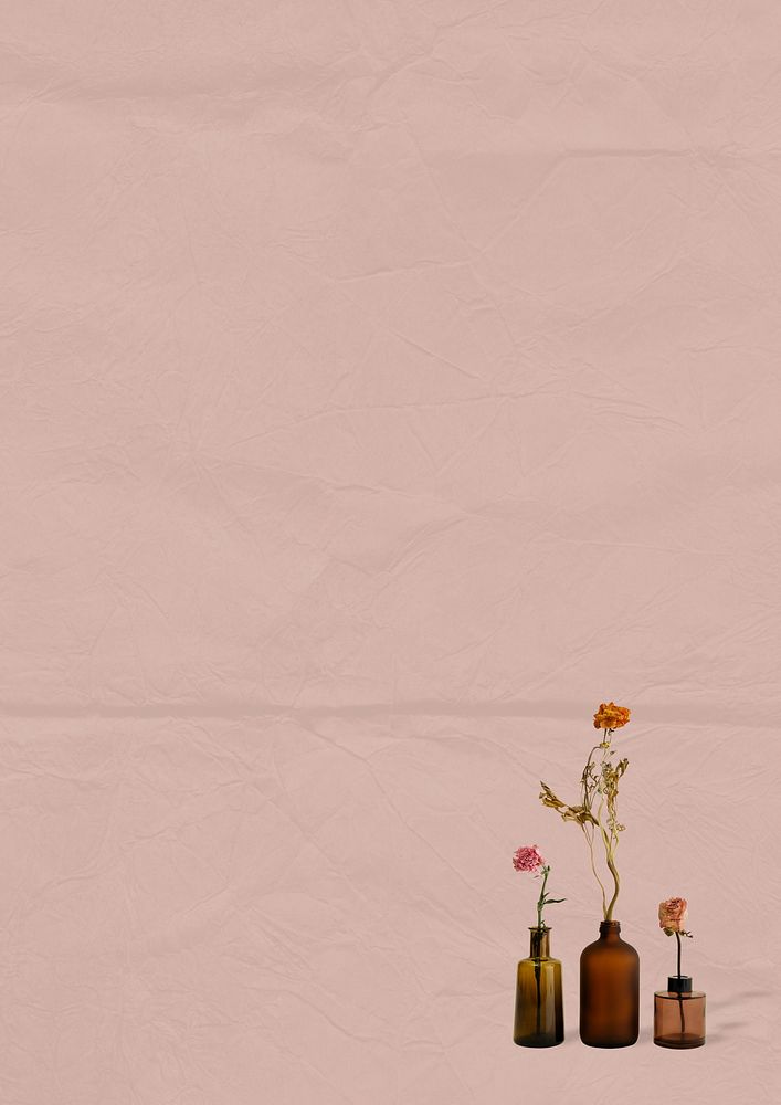 Flower vase border background, pink paper design